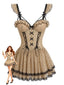 Khaki 50er Babydoll-Nachtkleid mit Polka-Dots und Spaghettiträgern
