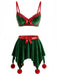 Grünes 60er Weihnachtselfen-Dessous-Set