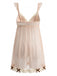 Beige gepolstertes 50er Mesh-Babydoll mit tiefem V-Ausschnitt, Spitze und Schleife