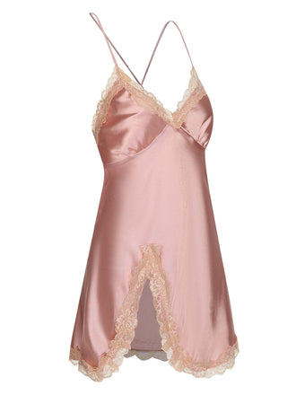 Rosa 1950er Spitze Patchwork Hosenträger Nachtwäsche