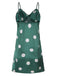 Grün 1950er Polka Dot Spitze Spaghetti Träger Nachtwäsche