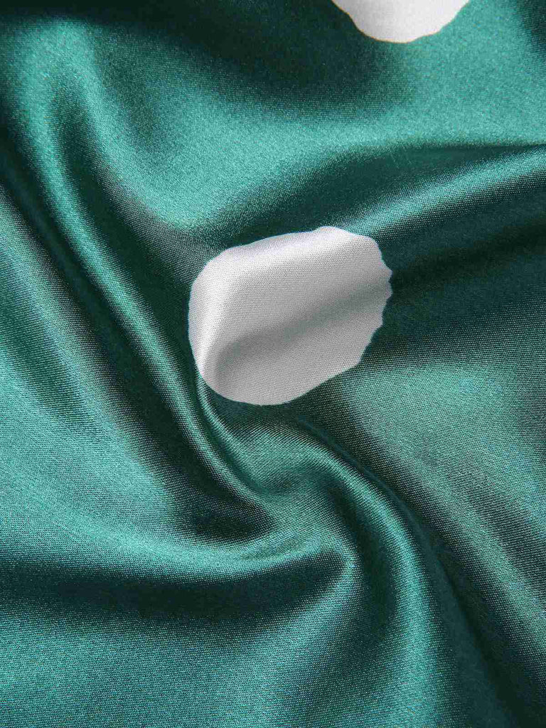 Grün 1950er Polka Dot Spitze Spaghetti Träger Nachtwäsche