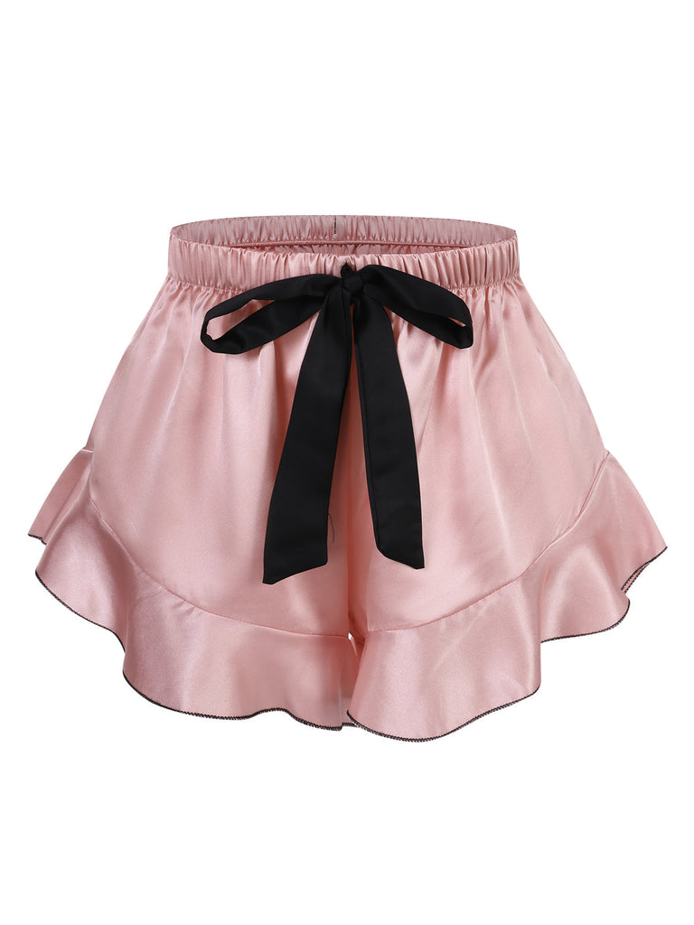 1970er Spaghetti Träger Satin Band Pyjama