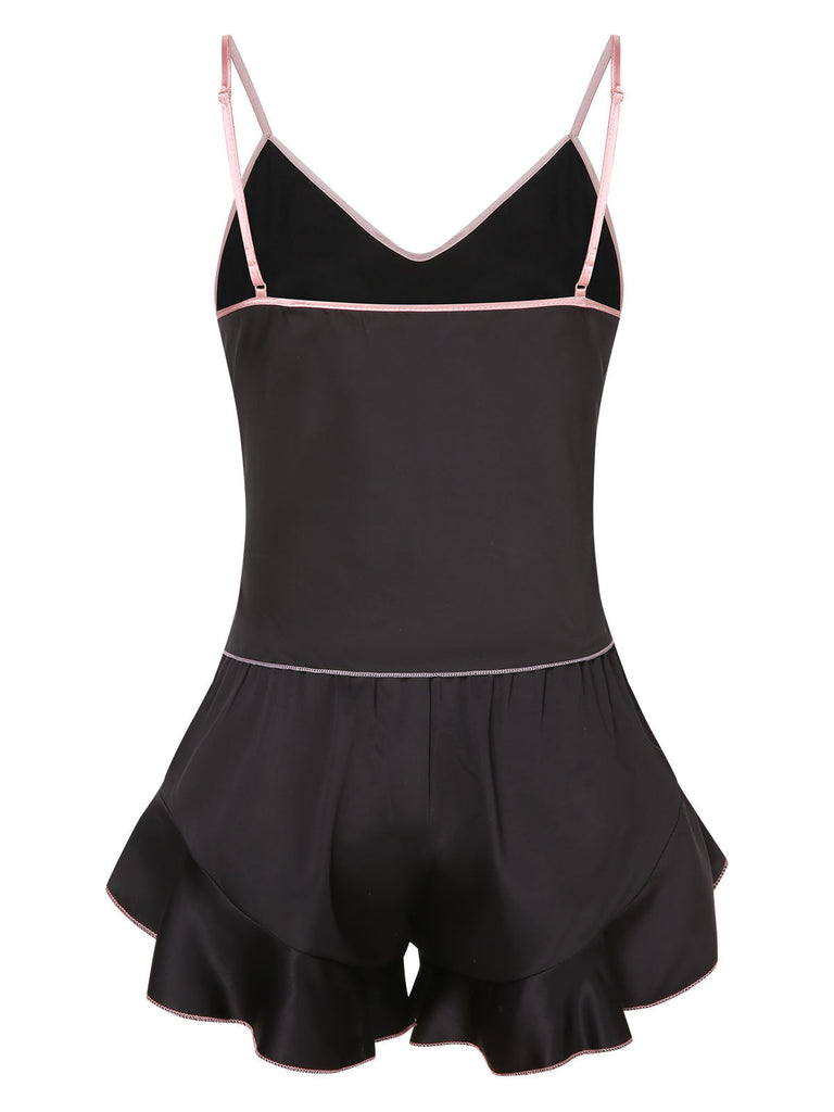 1970er Spaghetti Träger Satin Band Pyjama