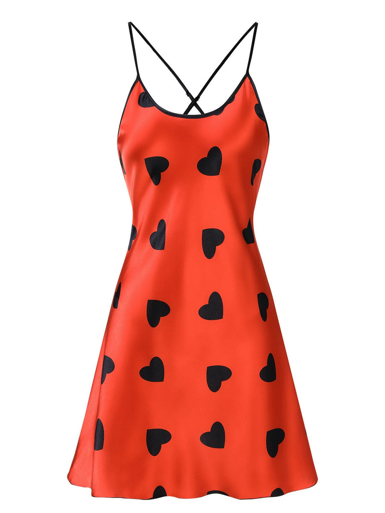 Rot 1950er Herz Straps Nachtwäsche