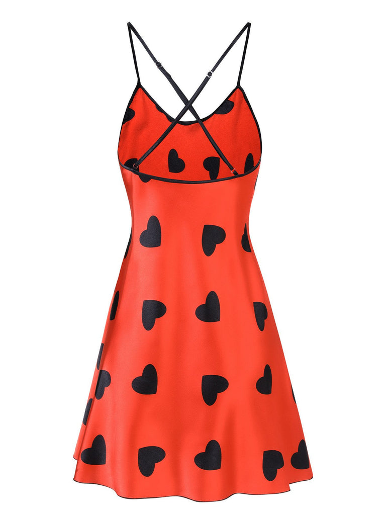 Rot 1950er Herz Straps Nachtwäsche