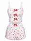 Weiß 1950er Herz Spaghetti Träger Pajamas