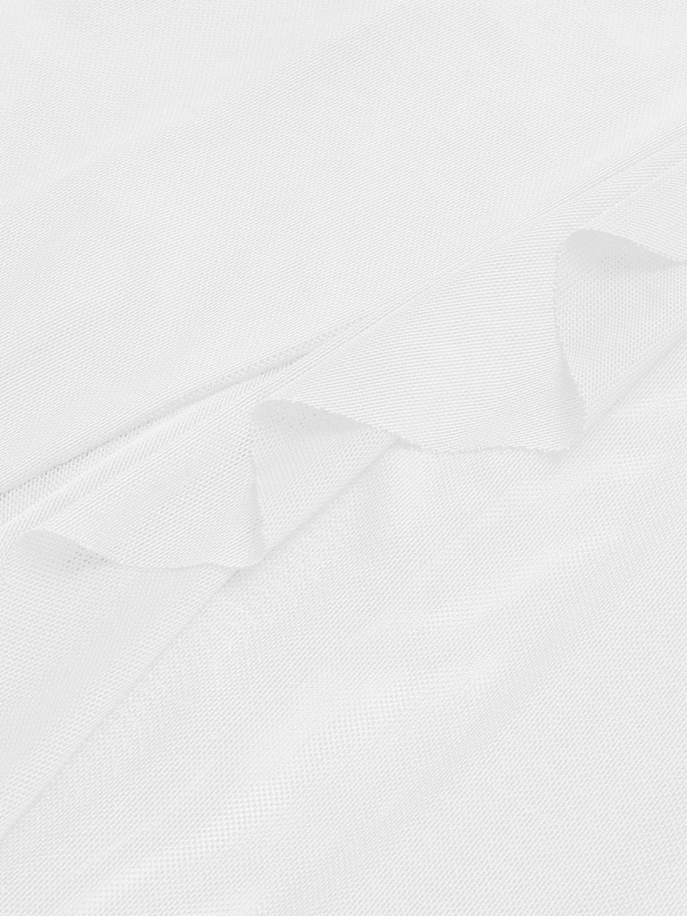 Schwarz 1930er Solide V-Ausschnitt Rüschen Transparent Nachthemd