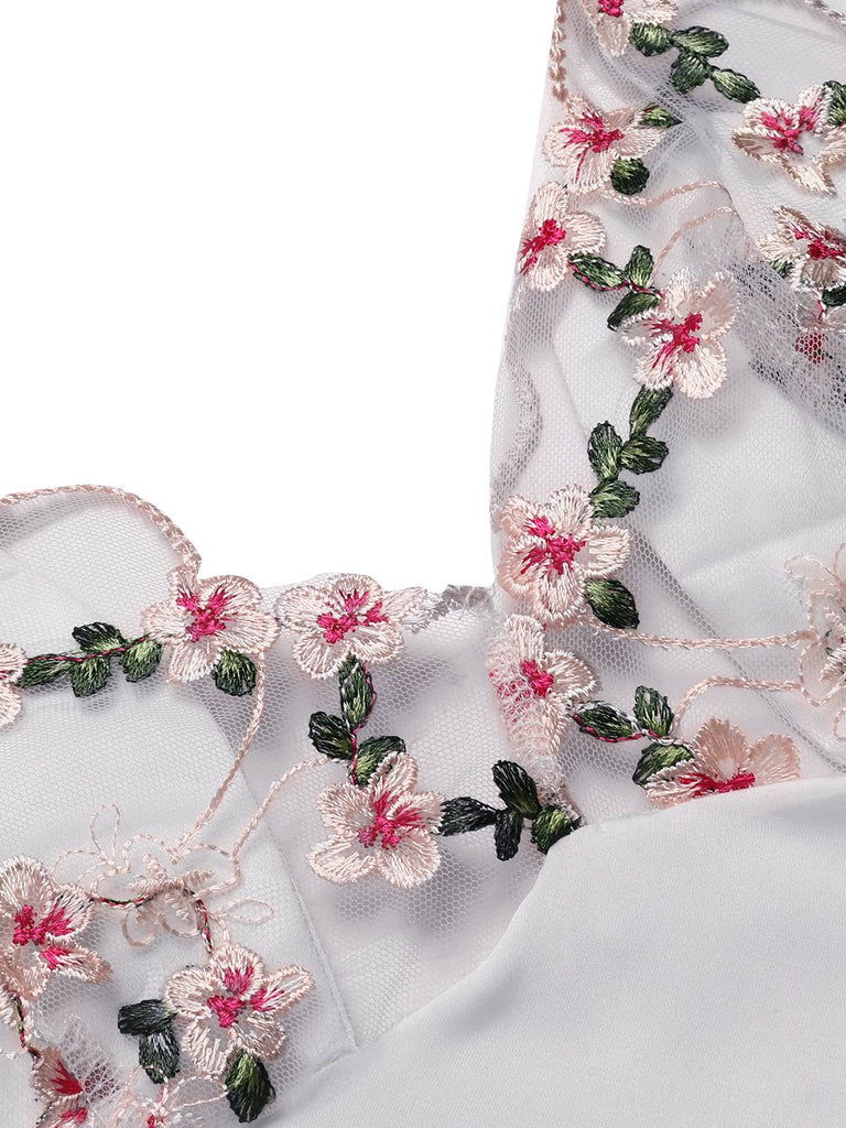 1960er Spitze Spaghetti Träger Satin Nachthemd