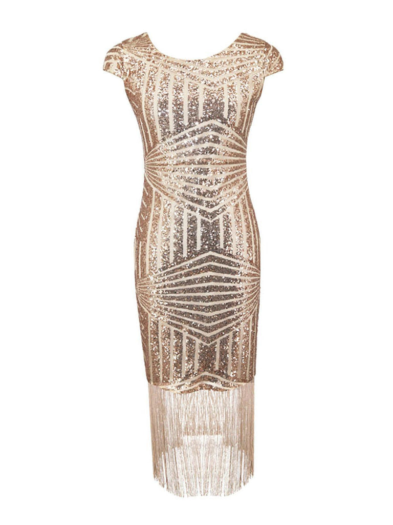 Rosa 1920er Pailletten Fransen Kleid