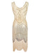 APRIKOSE 1920ER PAILLETTEN FRANSEN FLAPPER KLEID MIT PERLEN