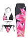 Schwarzes Bikini-Set aus Mesh mit 1950er-Jahre-Print