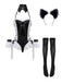 Schwarz 5PCS 1980er Häschen Mädchen Offen Schritt Body Dessous