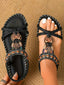 Boho Schmetterling Herz Perlen Strassstein Flach Sandalen