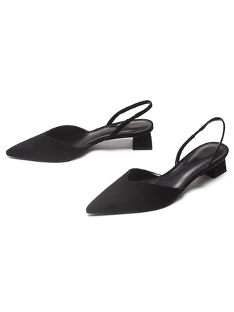 Spitz zulaufende Uni Slingback Träger Low Block Schuhe