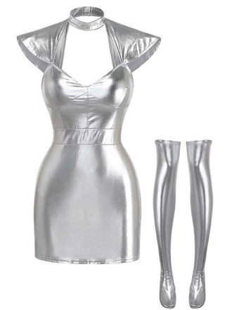 Silber 60er mit Neckholder und Metallic