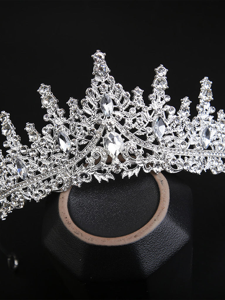 Silbernes Vintage Kronen-Haarband mit Strass