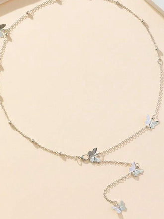 Silbere Halskette mit Schmetterling und Dainty