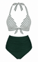 [Vorverkauf] Grünes 50er Bikini-Set mit Streifen und Neckholder