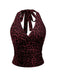 Tiefrot 1980er-leopard-muster-halter-wickel-top