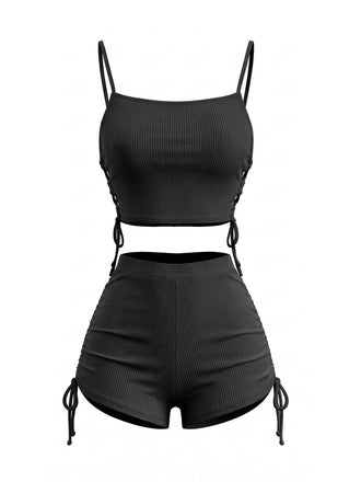 40er Vintage Tankini-Set mit Spaghettiträger und gerafft