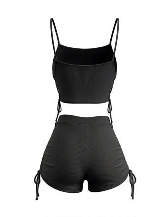40er Vintage Tankini-Set mit Spaghettiträger und gerafft