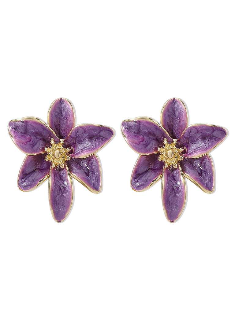 Vintage Emaille Lilie Blume Zucht Ohrringe