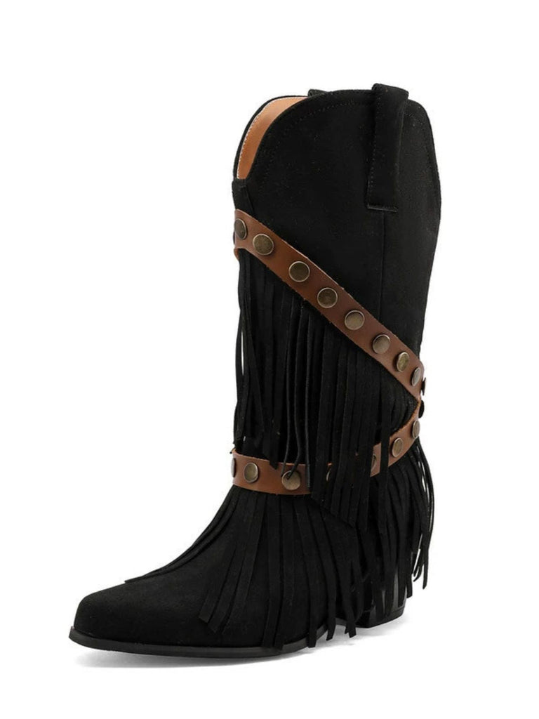 Vintage-Western-Heels aus Denim – Vintage-Schuhe, Retro-Heels