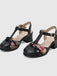 Vintage Mary Jane Sandalen mit floralem Muster, Schleife, runder Zehenpartie und T-Riemen – Vintage-Mode, Retro-Stil