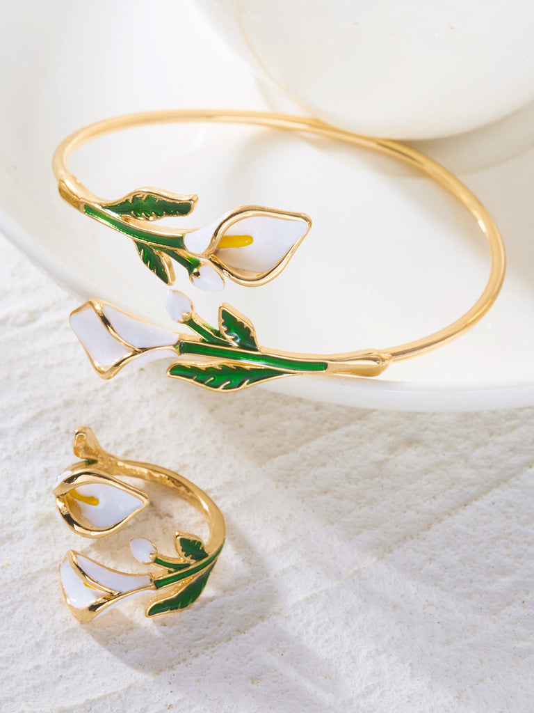 Vintage Armband mit Blumen und Ring