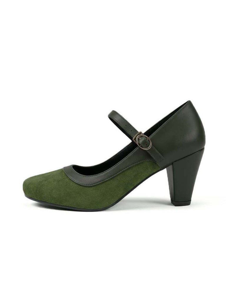 Vintage Pumps mit Spitz und Blockabsatz