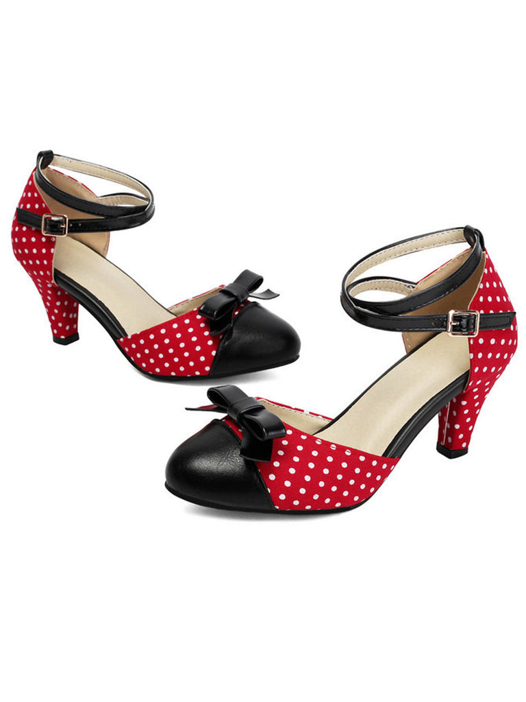 Vintage Pumps mit Polka-Dots und Schleife