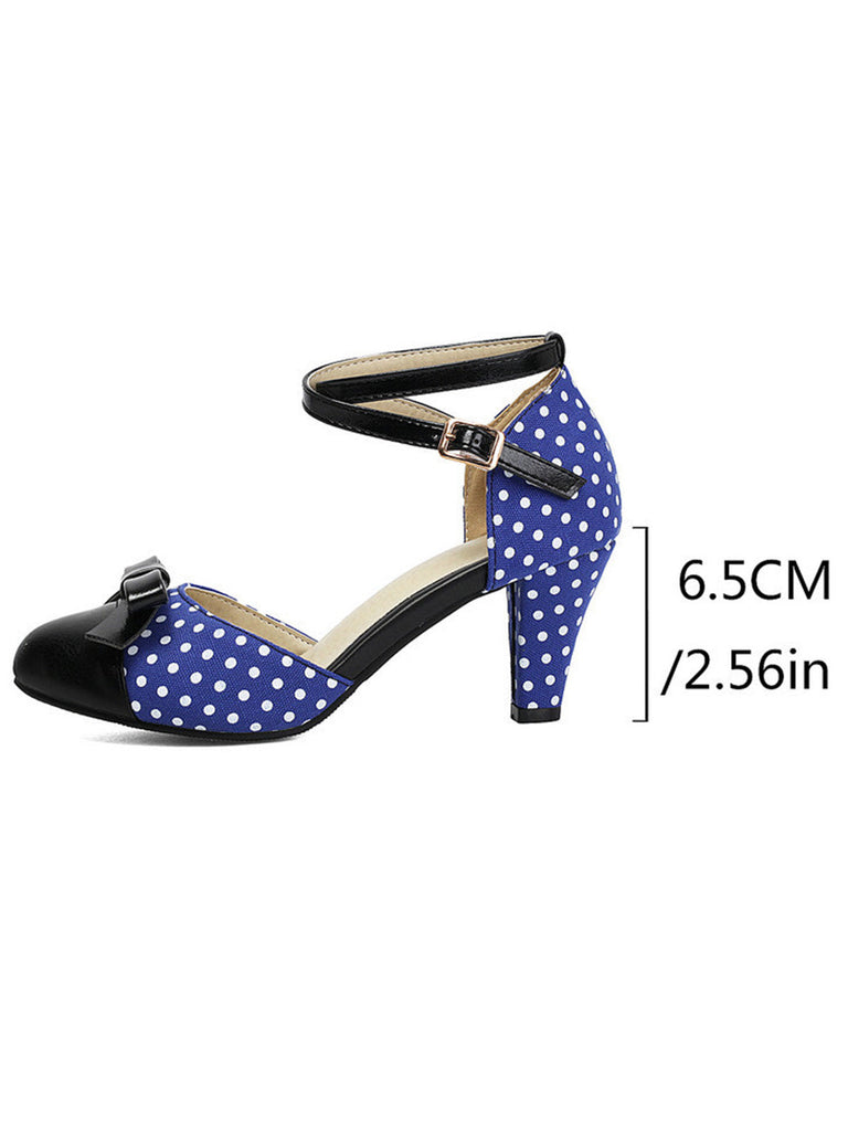 Vintage Pumps mit Polka-Dots und Schleife