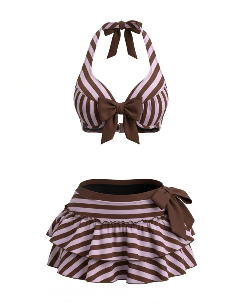 50er Bikini-Set mit Neckholder und Rüschen