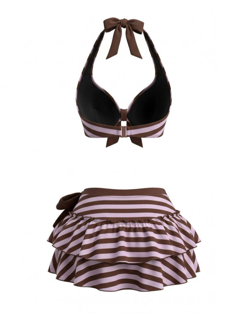 50er Bikini-Set mit Neckholder und Rüschen