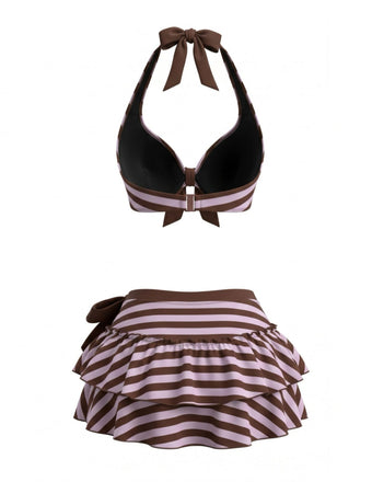 50er Bikini-Set mit Neckholder und Rüschen