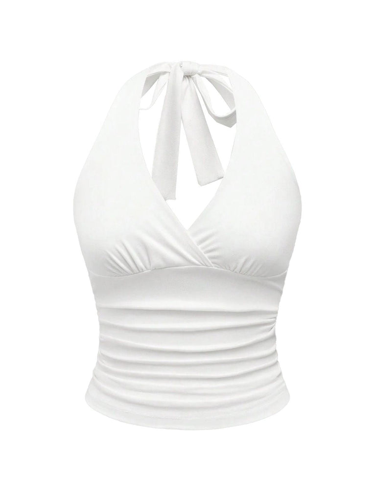 Weiß 1980er-halter-wickel-top