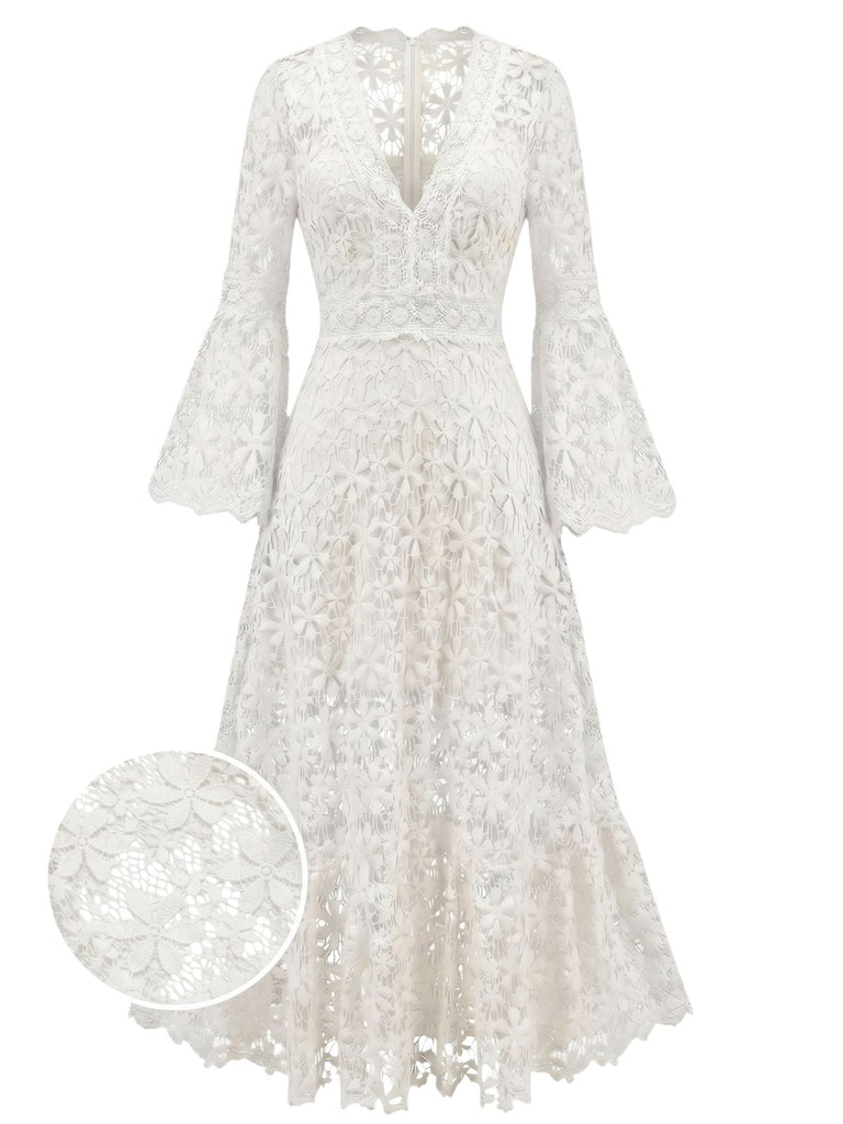 30er Maxikleid mit offenem Rücken und Spitze