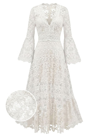 30er Maxikleid mit offenem Rücken und Spitze