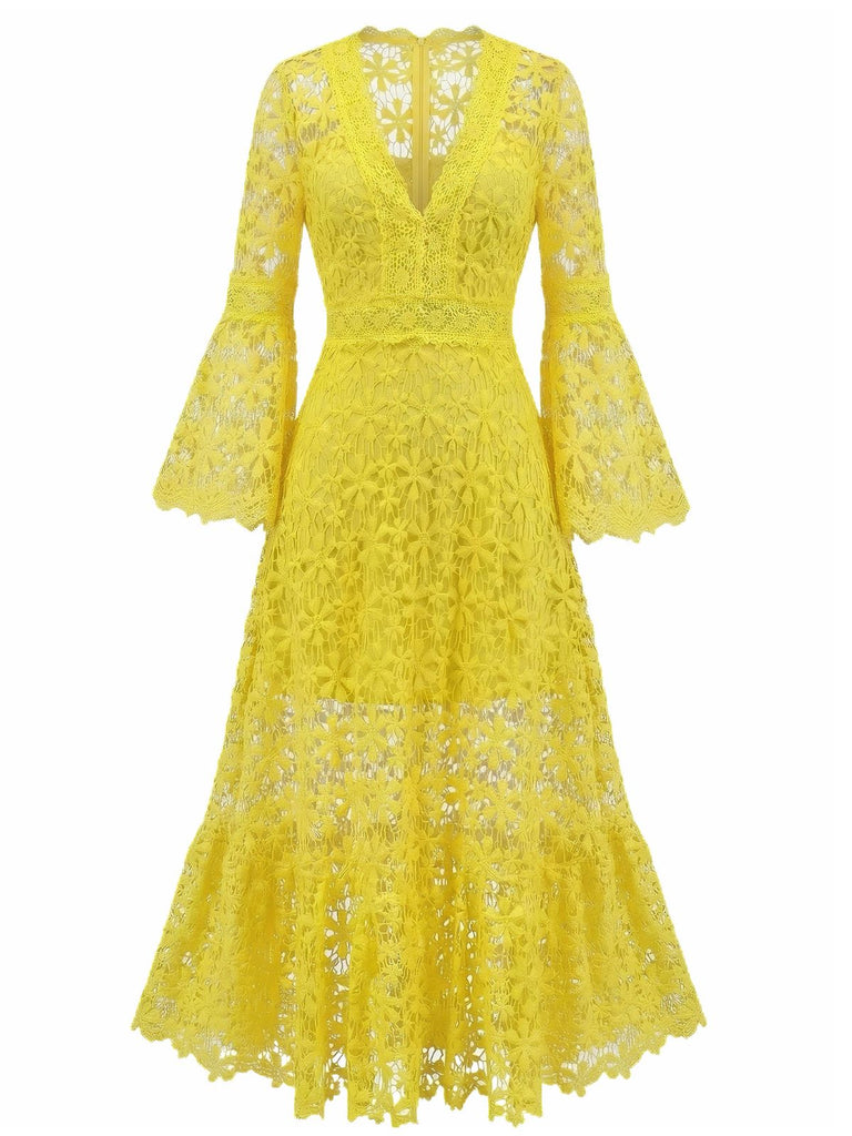 30er Maxikleid mit offenem Rücken und Spitze