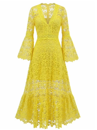 30er Maxikleid mit offenem Rücken und Spitze