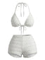 Weißes 50er Bikini-Set mit Polka-Dots und Neckholder