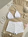 Weißes 50er Bikini-Set mit Polka-Dots und Neckholder