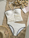 Weißes 50er Trägerloses Tankini-Set mit Neckholder und Struktur