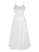 Weiß 50er Satin-Nachthemd mit Spitze und Strass