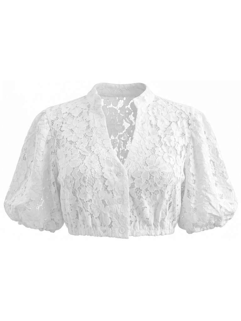 Weißes & Rosa 50er Kleid mit Eckiger Ausschnitt und Blumen