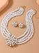Halsketten- & Ohrring-Set mit Blumen und Mehrlagig