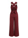 Weinroter 50er Jumpsuit mit Hohe Taille und rückenfrei