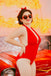 ROT VINTAGE NECKHOLDER BOW PENCIL KLEID