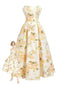 Gelbes 30er Trägerloses Maxikleid mit Blumen